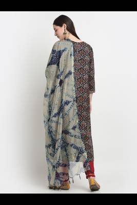 Myaza women blue embroidered rayon printed kurta pant with dupatta set 2
