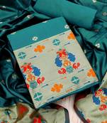 Rama Paithani silk blend Unstitched Dress Material