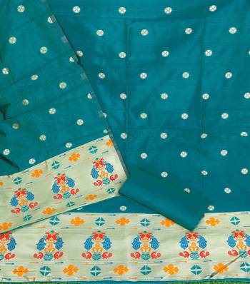 Rama Paithani silk blend Unstitched Dress Material 2