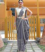 Pure Soft Silk Blend Saree With Elegant Floral Design With Cutwork Border And All Over Saree