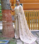 Pure Soft Silk Blend Saree With Elegant Floral Design With Cutwork Border And All Over Saree