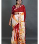 Khadi cotton  batik print saree, with running blouse piece