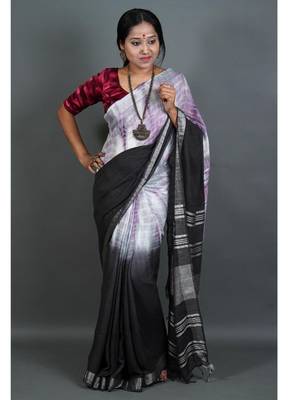 Khadi cotton  batik print saree, with running blouse piece 1