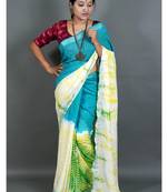 Khadi cotton  batik print saree, with running blouse piece