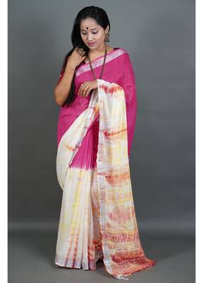 Khadi cotton  batik print saree, with running blouse piece 2