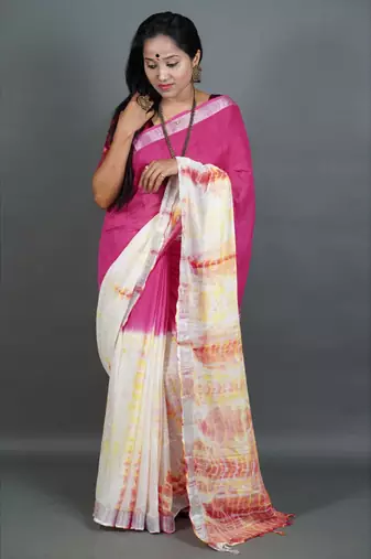 Khadi cotton  batik print saree, with running blouse piece