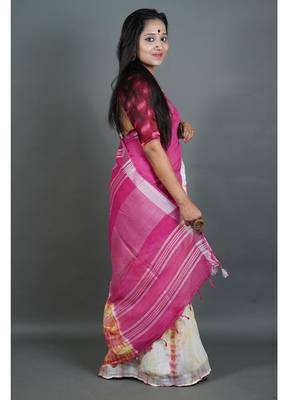 Khadi cotton  batik print saree, with running blouse piece 3
