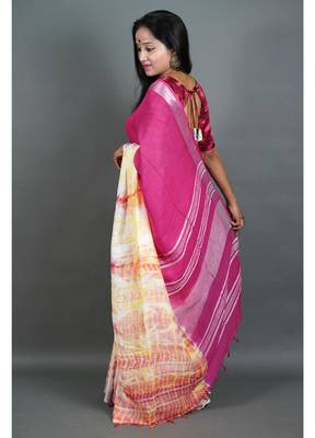 Khadi cotton  batik print saree, with running blouse piece 4