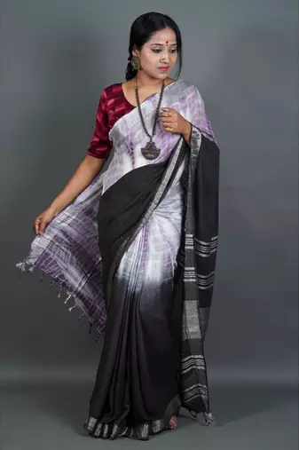 Khadi cotton  batik print saree, with running blouse piece