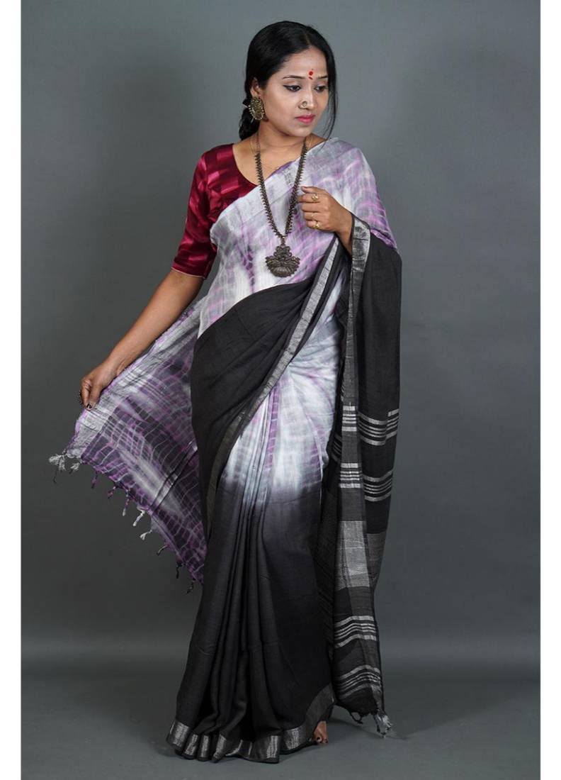 Khadi cotton  batik print saree, with running blouse piece
