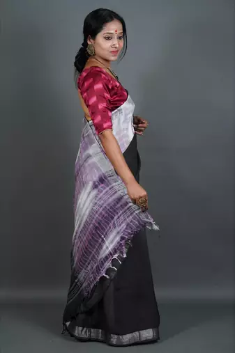 Khadi cotton  batik print saree, with running blouse piece