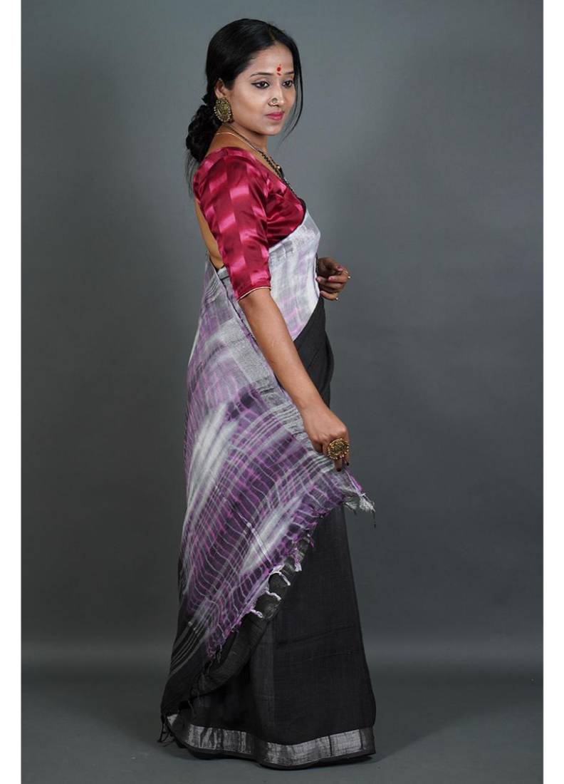 Khadi cotton  batik print saree, with running blouse piece