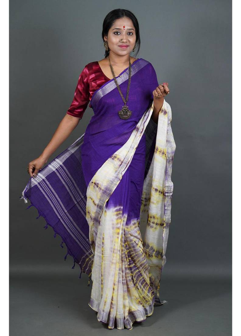 Khadi cotton  batik print saree, with running blouse piece