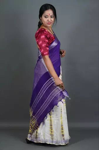 Khadi cotton  batik print saree, with running blouse piece