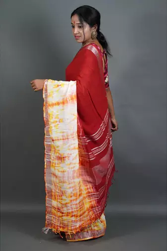Khadi cotton  batik print saree, with running blouse piece