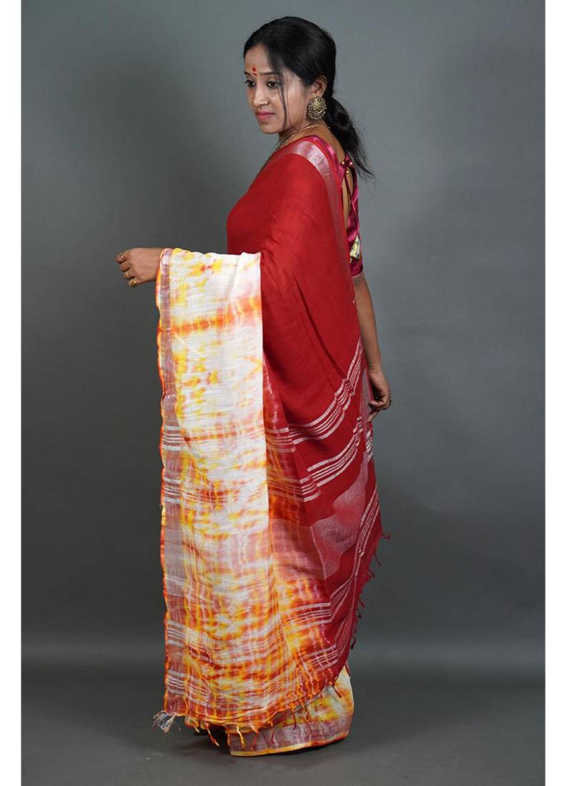 Khadi cotton  batik print saree, with running blouse piece