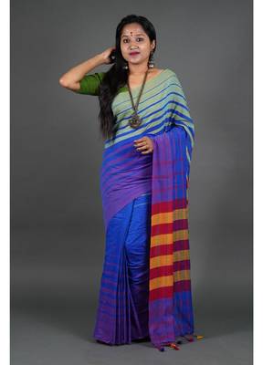 Khadi cotton  saree, with running blouse piece 3