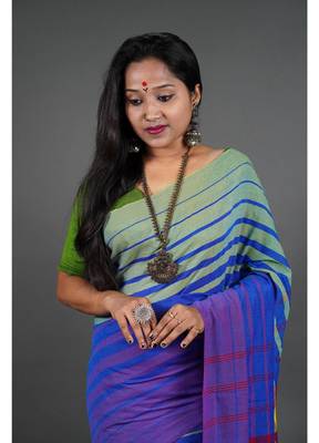 Khadi cotton  saree, with running blouse piece 4