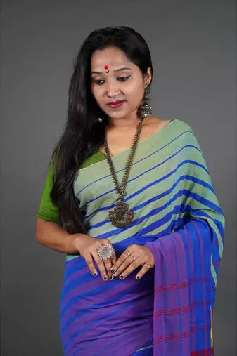 Khadi cotton  saree, with running blouse piece