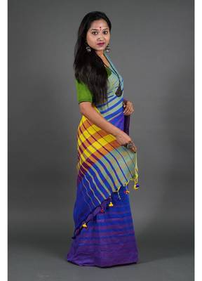 Khadi cotton  saree, with running blouse piece 5