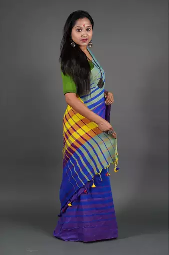 Khadi cotton  saree, with running blouse piece