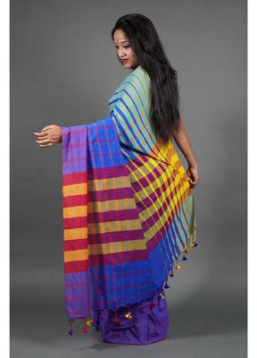 Khadi cotton  saree, with running blouse piece 6
