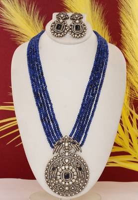 Cz stone studded pendant set with semi precious beads 1