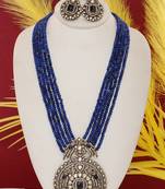 Cz stone studded pendant set with semi precious beads