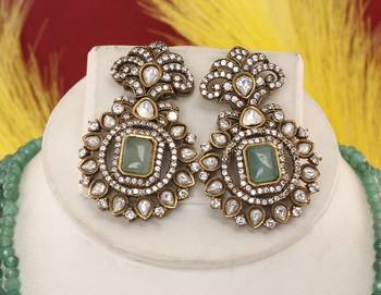 Cz stone studded pendant set with semi precious beads 2