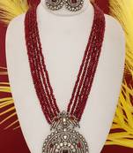 Cz stone studded pendant set with semi precious beads