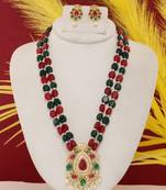 Cz stone studded pendant set with semi precious beads