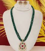 Cz stone studded pendant set with semi precious beads