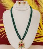 Cz stone studded pendant set with semi precious beads