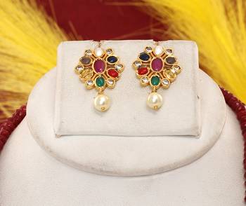 Cz stone studded pendant set with semi precious beads 2