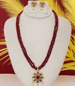 Cz stone studded pendant set with semi precious beads