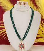 Cz stone studded pendant set with semi precious beads