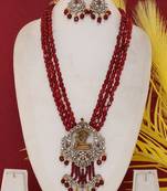 Cz stone studded pendant set with semi precious beads