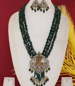 Cz stone studded pendant set with semi precious beads