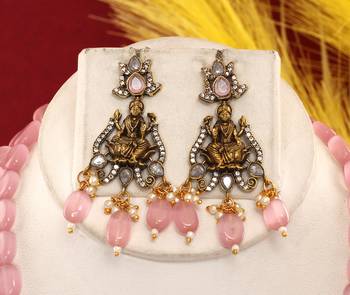 Cz stone studded pendant set with semi precious beads 2