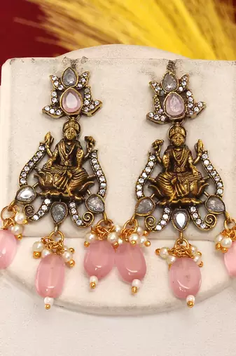 Cz stone studded pendant set with semi precious beads