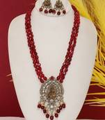 Cz stone studded pendant set with semi precious beads