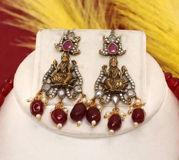 Cz stone studded pendant set with semi precious beads 2