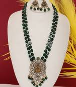 Cz stone studded pendant set with semi precious beads