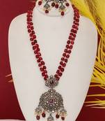 Cz stone studded pendant set with semi precious beads
