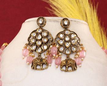 Cz stone studded pendant set with semi precious beads 2