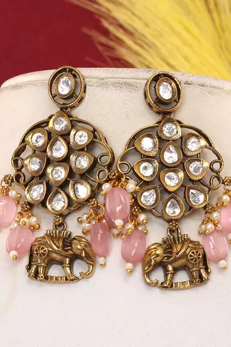 Cz stone studded pendant set with semi precious beads