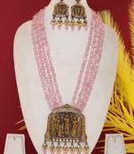 Cz stone studded pendant set with semi precious beads