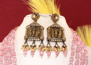Cz stone studded pendant set with semi precious beads 2