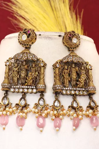 Cz stone studded pendant set with semi precious beads