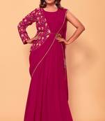 ready to wear patlani magenta georgette lehenga style saree
